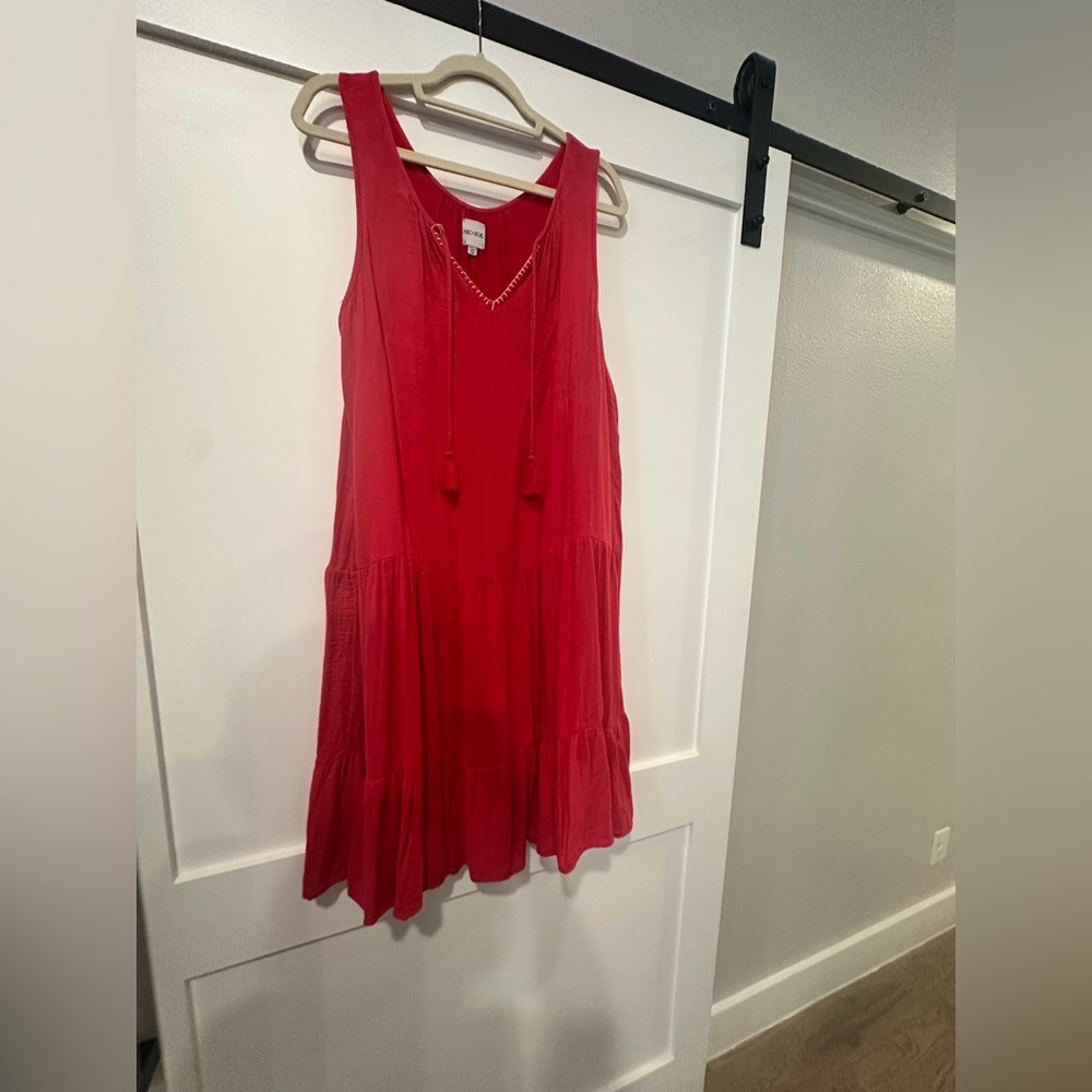 NIC+ZOE Vibrant Red V-Neck Tiered Dress